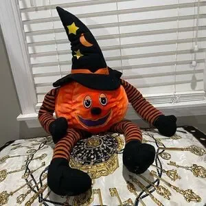 Vintage Pumpkin Man with Velcro clasping limbs. Limbs can dangle or be posed