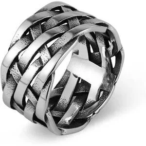 Vintage Punk Stainless Steel Woven Plaited Braided Ring