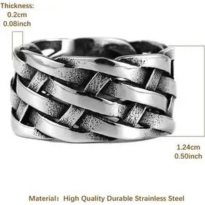 Vintage Punk Stainless Steel Woven Plaited Braided Ring