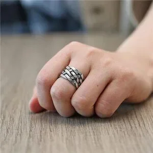 Vintage Punk Stainless Steel Woven Plaited Braided Ring