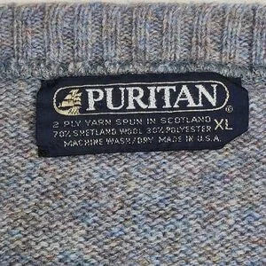 Vintage Puritan Sweater Shetland Wool Mens XL Pullover USA Speckled Heather Grey