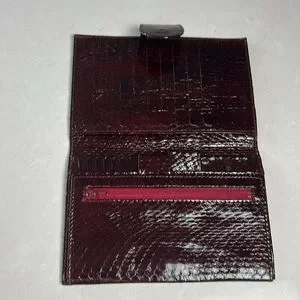 Vintage Purple Snake Skin Trifold Wallet W Snap Closure Credit Card Pockets