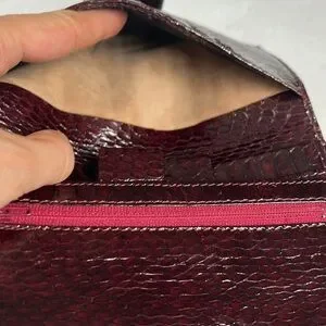 Vintage Purple Snake Skin Trifold Wallet W Snap Closure Credit Card Pockets