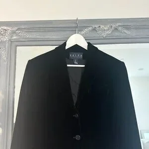 Vintage RALPH Ralph Lauren Black Velvet Silk Three-Button Blazer Jacket Size 6