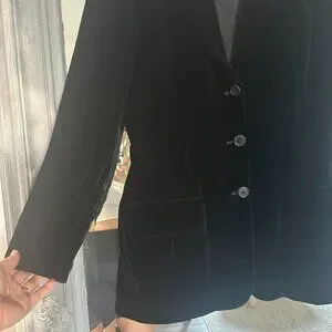Vintage RALPH Ralph Lauren Black Velvet Silk Three-Button Blazer Jacket Size 6