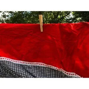Vintage Red Black Plaid Bedspread Coverlet Thin Country Western Style