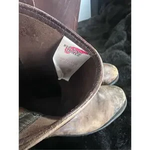 Vintage Red Wing Pecos Leather Boots Distressed Sz 10.5 Steel Toe