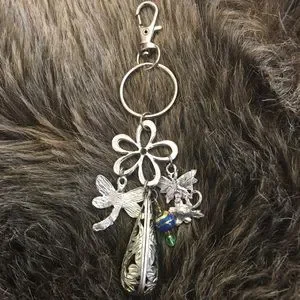 Vintage Repurpose Salvaged Estate Gem Keychain