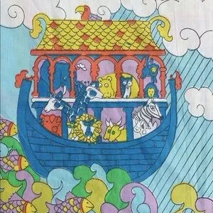 Vintage Retro 1960’s Sears Noah’s Ark Flat Sheet