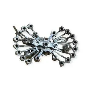 Vintage‎ Rhinestone Brooch Silver Tone Metal Clear Stone