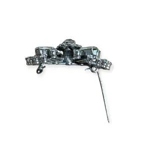 Vintage‎ Rhinestone Brooch Silver Tone Metal Clear Stone
