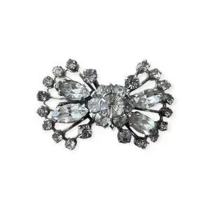 Vintage‎ Rhinestone Brooch Silver tone metal Clear stone
