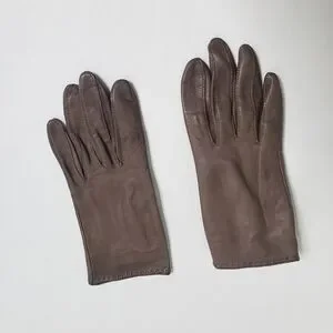 Vintage Saks Fifth Avenue Brown Leather Driving Gloves Silk Lined Size 6.5