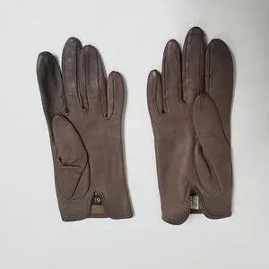 Vintage Saks Fifth Avenue Brown Leather Driving Gloves Silk Lined Size 6.5