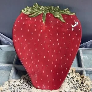 Vintage SAKURA Farm Stand Fruit STRAWBERRY Bowl Dish Party Serving 7