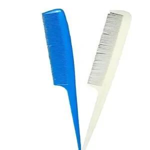 Vintage Set of 2 Rat Tail Combs Blue and Beige