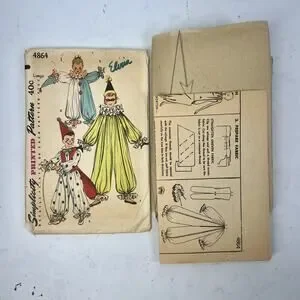 Vintage Simplicity Pattern Childs Clown Costumes 4864 UNCUT Size Large