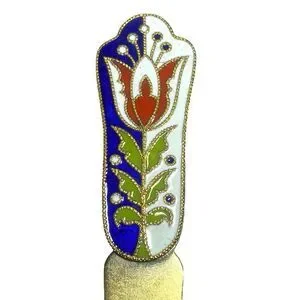 Vintage Soviet Cake Server Shovel Tombac Cloisonné Tulip Enamel Handle USSR 1975