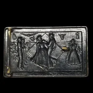 Vintage Stamped Belt Buckle Western Square Dancing Saloon Formal Dancing