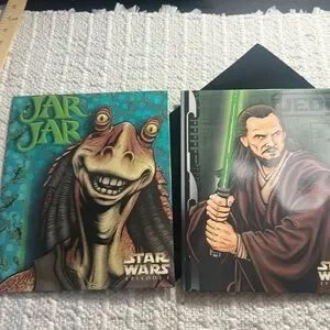 Vintage Star Wars Episode 1 JAR JAR & JEDi Printed Pockets Folder Set Of 2