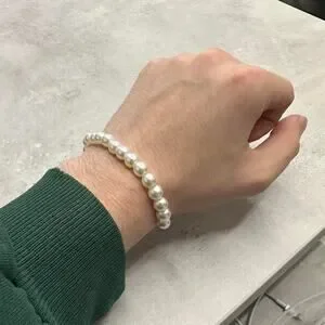 Vintage Style White Pearl Charm Bracelet