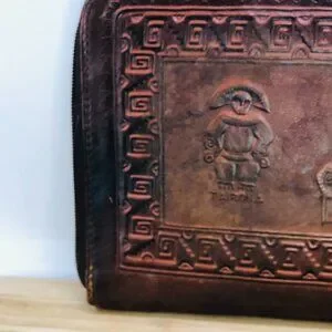 Vintage Unique Leather Travel Documents Portfolio Case Unique Embellished