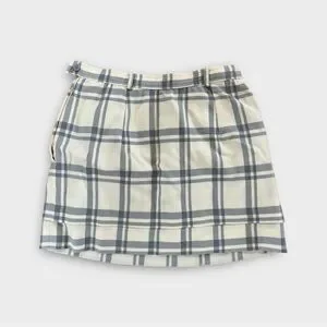 Vintage Valentino Striped Plaid White Pleated Mini Skirt