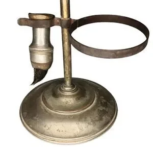 Vintage Vanity Shaving Mirror Stand With Brush And Cup Holder Metal Gold Color