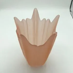 Vintage Viking Fan Swung Vase Lotus Frosted 7.75”