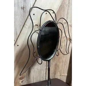 Vintage Whimsical Wrought Iron Silhouette Vanity Mirror Jewelry Holder Earrings