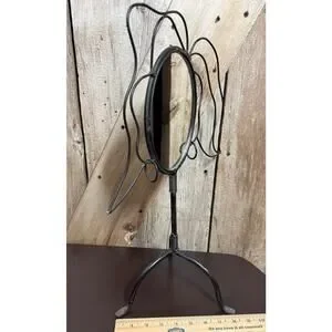 Vintage Whimsical Wrought Iron Silhouette Vanity Mirror Jewelry Holder Earrings