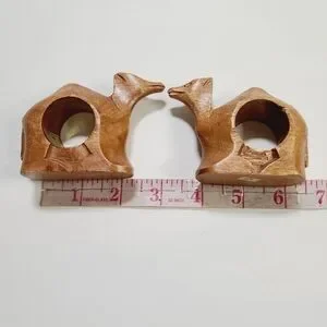 Vintage Wood Hand Carved Set Of 2 Animal Napkin Holders Figures Camel