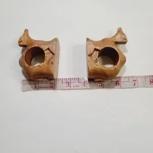 Vintage Wood Hand Carved Set Of 2 Animal Napkin Holders Figures Camel