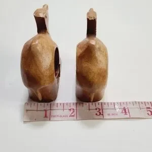 Vintage Wood Hand Carved Set Of 2 Animal Napkin Holders Figures Camel