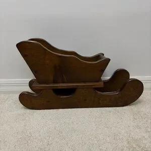 Vintage Wooden Christmas Sleigh Handcrafted 70s Primitive Cottagecore Farmhouse