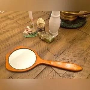 Vintage Wooden Hand Mirror