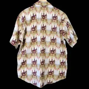 Vintage Wrangler Pearl Snap Western Cowboy Rodeo Print Button Up Shirt Men's XL