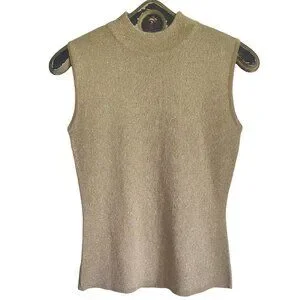 Vintage Y2K UNITED COLORS OF BENETTON Metallic Gold Acrylic Mock Neck Knit Top S