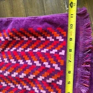 Vintage YSL Towel Set Chevron Abstract Geo Retro Bright Purple Red Orange Fringe