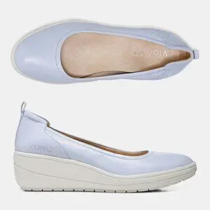Vionic Women's Jacey Wedge Heel Size 10 Slip On Comfort Blue Haze Leather/Nubuck