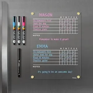 Visibly Magnetic Acrylic Fridge Chore Chart—Gold