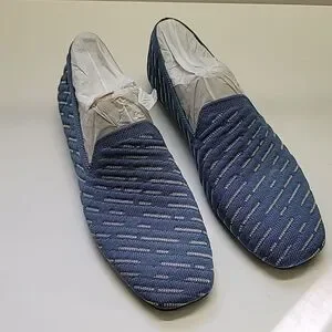Vivaia NWT Square-Toe Patterned Loafers Blue Textured Slip-On Shoes