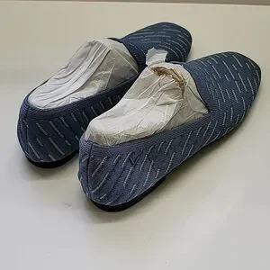 Vivaia NWT Square-Toe Patterned Loafers Blue Textured Slip-On Shoes