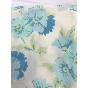 VTG 1970's Flowers Fashion Manor Blue Floral Twin Fitted Sheet MCM Penn-Prest