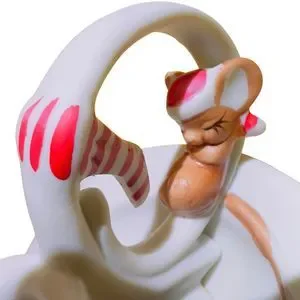 VTG 1983 Gift Co. White Bisque Ceramic Sleeping Mouse Christmas Candle Holder