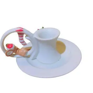 VTG 1983 Gift Co. White Bisque Ceramic Sleeping Mouse Christmas Candle Holder