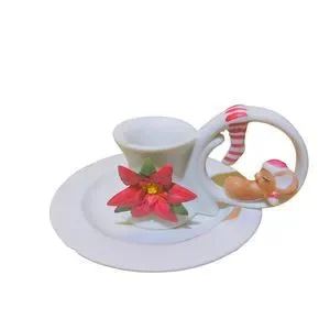 VTG‎ 1983 Gift Co. White Bisque Ceramic Sleeping Mouse Christmas Candle Holder