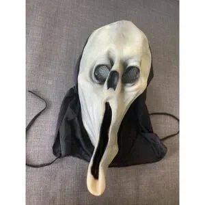 VTG 1995 Halloween SCREAM Ghostface Ghoul Mask Paper Magic Group Hooded Vinyl