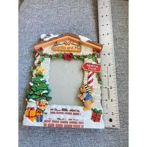 Vtg 1998 FIGI Santa & Me Resin Christmas Photo Frame North Pole - Fits 3.5 X 5