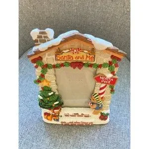 Vtg 1998 FIGI Santa & Me Resin Christmas Photo Frame North Pole -‎ Fits 3.5 x 5